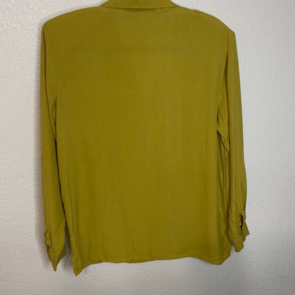 Anna & Frank Vintage Yellow 100% Silk Button Up Blouse Size Large - Picture 4 of 7